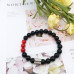 Morchic Natural Black Onyx / Red Coral Gemstone Healing Chakra Stretch Energy Beaded Bracelet for Women Men Unisex Yoga 8mm 7.5"