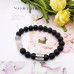 Morchic Natural Black Onyx / Matte Chalcedony Gemstone Healing Chakra Stretch Energy Beaded Bracelet for Women Men Unisex Yoga 8mm 7.5"