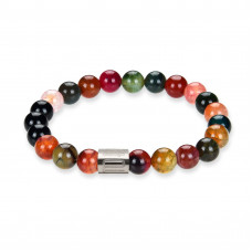 Morchic Natural Multicolor Agate/Onyx Gemstone Semi Precious Stretch Beaded Colorful Bracelet For Womens Yoga 8mm
