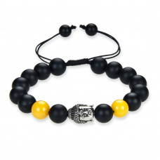 Morchic Mens Womens Buddha Head Bracelet - Genuine Healing Stone Adjustable Bracelet
