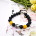 Morchic Mens Womens Buddha Head Bracelet - Genuine Healing Stone Adjustable Bracelet