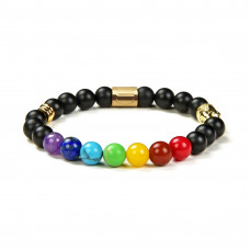 Morchic Mens Womens 7 Chakra Buddha Head Bracelet - Genuine Healing Stone Stretch Bracelet