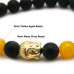 Morchic Mens Womens Buddha Head Bracelet - Genuine Healing Stone Stretch Bracelet Gold
