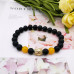 Morchic Mens Womens Buddha Head Bracelet - Genuine Healing Stone Stretch Bracelet Gold