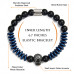 Morchic Natural Matte Onyx/Blue Hematite Stone Beads with CZ Skull Stretch Bracelet - Mens Womens Energy Cuff Bangle 8mm