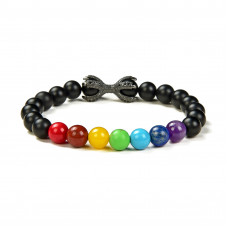Morchic 7 Chakra Dragon Claw Onyx Stretch Bracelet for Women Men Unisex - Colorful Natural Stones Healing 8mm Beads Birthday Gift 7.5 Inch