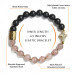 Morchic Natural Strawberry Quartz Crystal/Onyx Gemstones Cross Prayer Stretch Lady Bracelet for Womens 8mm