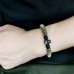 Morchic Natural Matte Onyx / Yellow Hematite Stone Beads with CZ Skull Stretch Bracelet - Mens Womens Energy Cuff Bangle 8mm