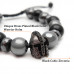 Morchic 10mm Hematite & Onyx Beads Unique Mens Warrior Helm Handwoven Adjustable Bracelet - Natural Healing Gemstone Charm Knight Bracelet