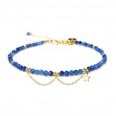 Morchic Kyanite 3mm Gemstone Faceted Beads Womens Strand Bracelet, Easy Adjustable 7-9 Inch Birthday Gift