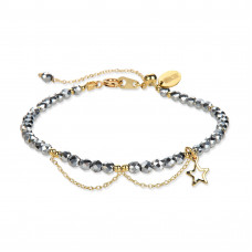 Morchic Silver Hematite 3mm Gemstone Faceted Beads Womens Strand Bracelet, Easy Adjustable 7-9 Inch Birthday Gift
