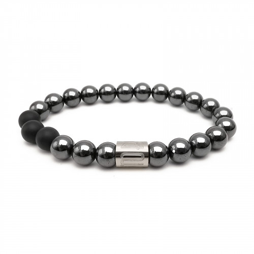 Morchic Magnetic Hematite / Matte Onyx Elastic Black Bracelet For Men Women Unisex Yoga Pain Relief 8mm