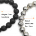 Morchic 10mm Bright Black Lava Rock Stone Anxiety Stretch Beaded Bracelet for Men Women, 8 Inches Big Wrist Comfortable Size