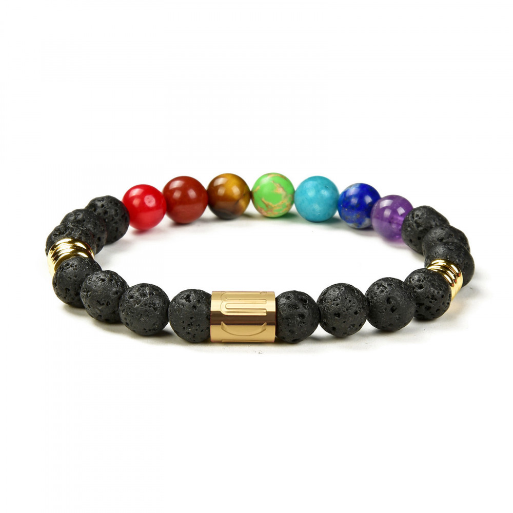 Seven Chakra Bracelet with Lava Beads