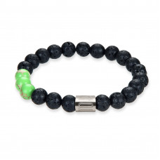Morchic Natural Green Imperial Jasper Lava Rock Stone Anxiety Aromatherapy Stretch Bracelet, Genuine Healing Stones Essential Oils Diffuser for Mens Womens Unisex 8mm