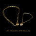 Morchic Women's Gold Plated Brass Link Bracelet Necklace Set, Inlaid Zircon Love Heart Pendant, Nice Birthday Gift