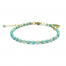 Morchic Green Amazonite Natural Gemstone Adjustable Bracelet for Women, 3mm Mini Beads Energy Gem Charm Series, Birthday Gift 7.1"