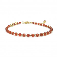 Morchic Red Carnelian Natural Gemstone Adjustable Bracelet for Women, 3mm Mini Beads Energy Gem Charm Series, Birthday Gift 7.1"