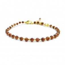 Morchic Golden Sand Stone Adjustable Bracelet for Women, 3mm Mini Beads Energy Gemstone Charm Series, Birthday Gift 7.1"