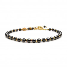 Morchic Black Hematite Crystal Gemstone Adjustable Bracelet for Women, 3mm Mini Beads Energy Gem Charm Series, Birthday Gift 7.1"