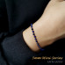 Morchic Blue Lapis Lazuli Natural Gemstone Adjustable Bracelet for Women, 3mm Mini Beads Energy Gem Charm Series, Birthday Gift 7.1"