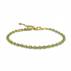 Morchic Green Peridot Natural Gemstone Adjustable Bracelet for Women, 3mm Mini Beads Energy Gem Charm Series, Birthday Gift 7.1"