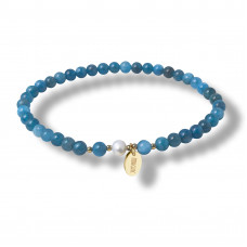 Morchic 4mm Apatite Gemstone Beads Stretch Bracelet for Women, Freshwater Pearls Beads, Energy Gem Series Birthday Gift 7.2”