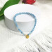 Morchic 4mm Aquamarine Gemstone Beads Stretch Bracelet for Women, Freshwater Pearls Beads, Energy Gem Series Birthday Gift 7.2”