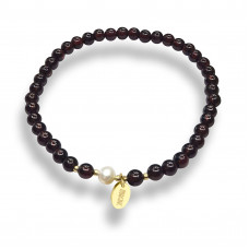 Morchic 4mm Garnet Gemstone Beads Stretch Bracelet for Women, Freshwater Pearls Beads, Energy Gem Series Birthday Gift 7.2”
