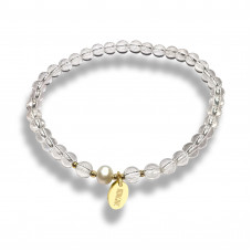 Morchic 4mm Quartz Gemstone Beads Stretch Bracelet for Women, Freshwater Pearls Beads, Energy Gem Series Birthday Gift 7.2”
