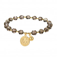 Morchic Faceted Smoky Quartz Charms Stretch Bracelet for Women, Genuine Energy Crystal Gemstone Beads, Birthday Gift