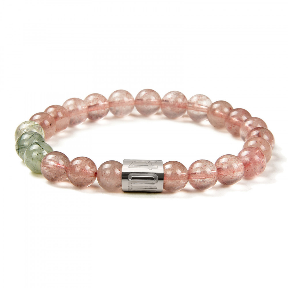 Garnet, Rose Quartz and Strawberry Quartz Bracelet (8mm Beads) Small - 6.5 / Silver