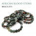 Morchic African Blood Stone Natural Gemstone Mens Stretch Bracelet, Genuine Energy Semi Precious 10mm Beads Classic Simple Design Birthday Gift 8 Inch