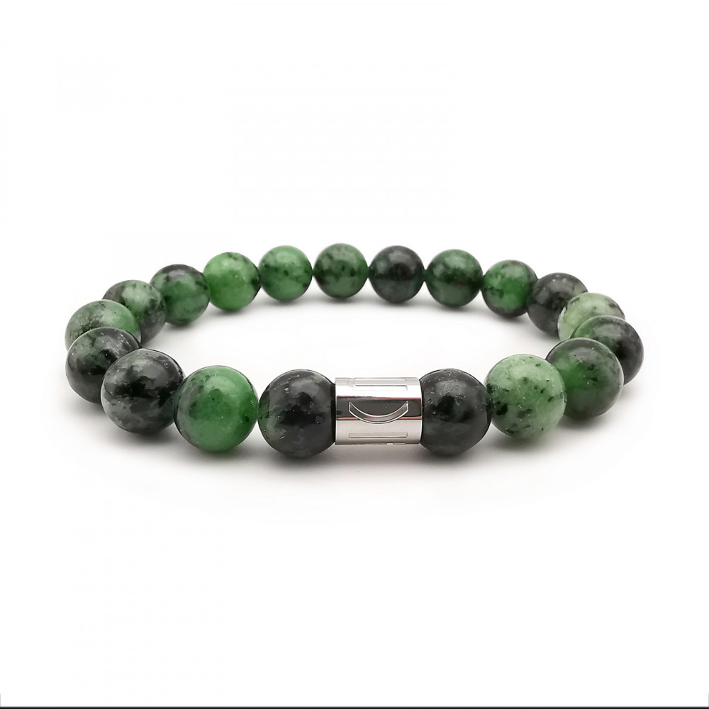 Green Emerald Mens Birthstone Bracelet, May Birthstone Jewelry, Taurus