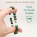 Morchic Green Epidote Natural Gemstone Mens Stretch Bracelet, Genuine Energy Stone Semi Precious 10mm Beads Classic Simple Design Birthday Gift 8 Inch