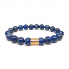 Morchic Lapis Lazuli Natural Stone Mens Stretch Bracelet, Genuine Energy Semi Precious Gemstone 10mm Beads Classic Simple Design Birthday Gift 8 Inch