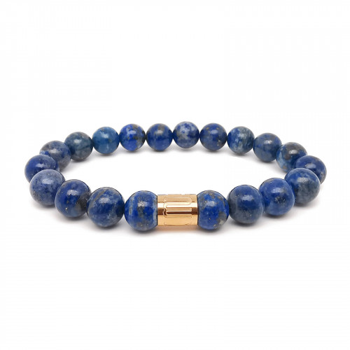 Morchic Lapis Lazuli Natural Stone Mens Stretch Bracelet, Genuine Energy Semi Precious Gemstone 10mm Beads Classic Simple Design Birthday Gift 8 Inch