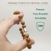 Morchic Wood Grain Stone Natural Gemstone Mens Stretch Bracelet, Genuine Energy Semi Precious 10mm Beads Classic Simple Design Birthday Gift 8 Inch
