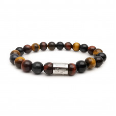 Morchic 3 Color Tiger's Eye Gemstone Stretch Bracelet for Women Men Unisex, Genuine Tigea Eyes Energy Stone 8mm Beads, Classic Simple Design Cuff Birthday Gift 7.5 Inch
