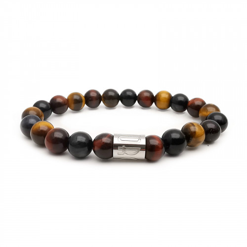 Morchic 3 Color Tiger's Eye Gemstone Stretch Bracelet for Women Men Unisex, Genuine Tigea Eyes Energy Stone 8mm Beads, Classic Simple Design Cuff Birthday Gift 7.5 Inch