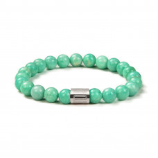 Morchic Green Amazonite Gem Semi Precious Womens Mens Stretch Bracelet, Real Natural Unique Color Gemstone 8mm Beads Classic Simple Design Birthday Gift 7.5 Inch