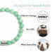 Morchic Green Amazonite Gem Semi Precious Womens Mens Stretch Bracelet, Real Natural Unique Color Gemstone 8mm Beads Classic Simple Design Birthday Gift 7.5 Inch