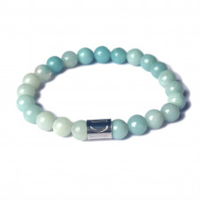 Morchic Amazonite Gemstone Stretch Bracelet for Women Men Unisex, Genuine Natural Energy Stone 8mm Beads, Classic Simple Design Cuff Birthday Gift 7.5 Inch