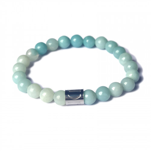 Morchic Amazonite Gemstone Stretch Bracelet for Women Men Unisex, Genuine Natural Energy Stone 8mm Beads, Classic Simple Design Cuff Birthday Gift 7.5 Inch