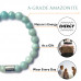 Morchic Amazonite Gemstone Stretch Bracelet for Women Men Unisex, Genuine Natural Energy Stone 8mm Beads, Classic Simple Design Cuff Birthday Gift 7.5 Inch