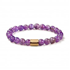 Morchic Amethyst Quartz Crystal Gem Semi Precious Womens Ladies Stretch Bracelet, Real Natural Gemstone 8mm Beads Classic Simple Design Birthday Gift Birthstone 7.5 inch