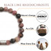 Morchic Black Line Rhodochrosite Stone Stretch Bracelet for Women Men Unisex, Genuine Natural Energy Gemstone 8mm Beads, Classic Simple Design Cuff Birthday Gift 7.5 Inch