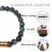 Morchic Blue Tiger's Eye Stone Gem Semi Precious Stretch Bracelet for Women Men Unisex, Real Natural Gemstone 8mm Beads, Classic Simple Design Cuff Birthday Gift 7.5 Inch