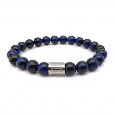 Morchic Blue Tiger's Eye Quartz Gemstone Semi Precious Stretch Bracelet for Women Men Unisex, 8mm Beads Classic Simple Design Cuff Birthday Gift 7.5 Inch