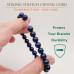 Morchic Blue Tiger's Eye Quartz Gemstone Semi Precious Stretch Bracelet for Women Men Unisex, 8mm Beads Classic Simple Design Cuff Birthday Gift 7.5 Inch